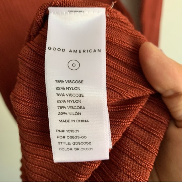 GOOD AMERICAN Polo MIDI DRESS Ribbed BRICK Slit - Picture 11 of 11